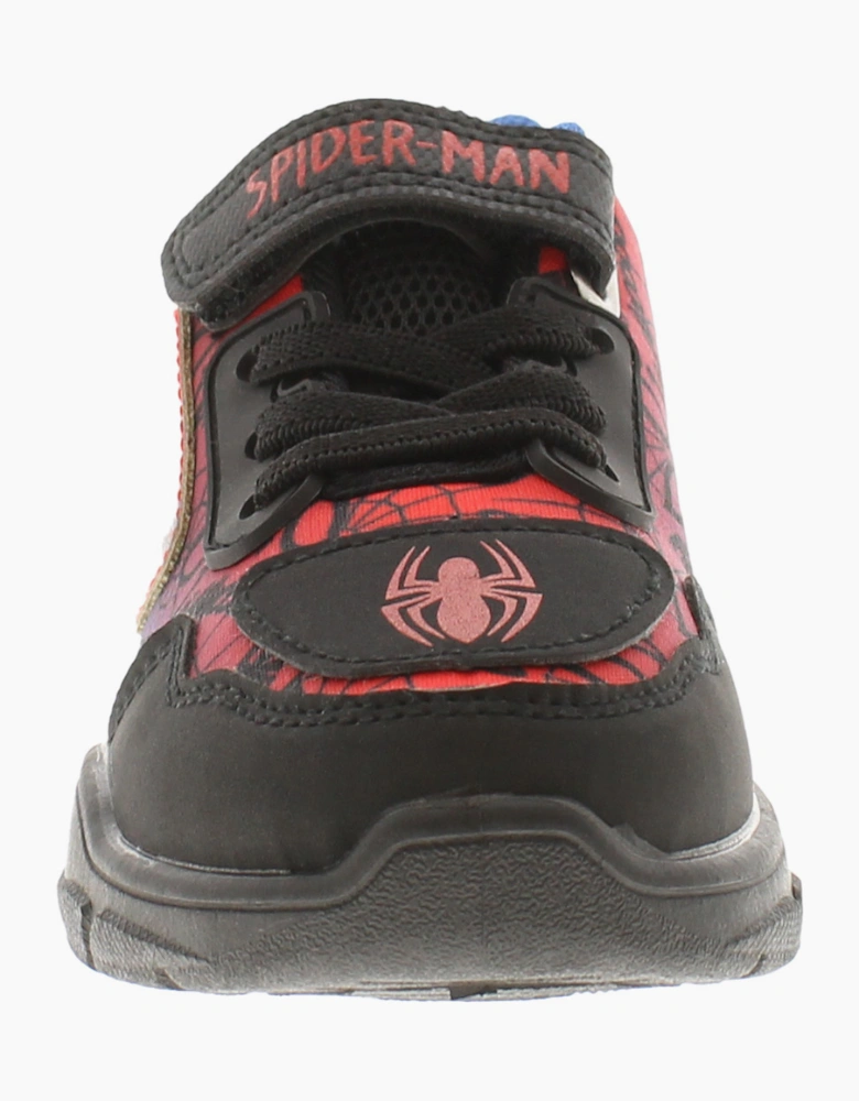 Spiderman Younger Boys Trainers Duplo Touch Fastening black red blue UK Size