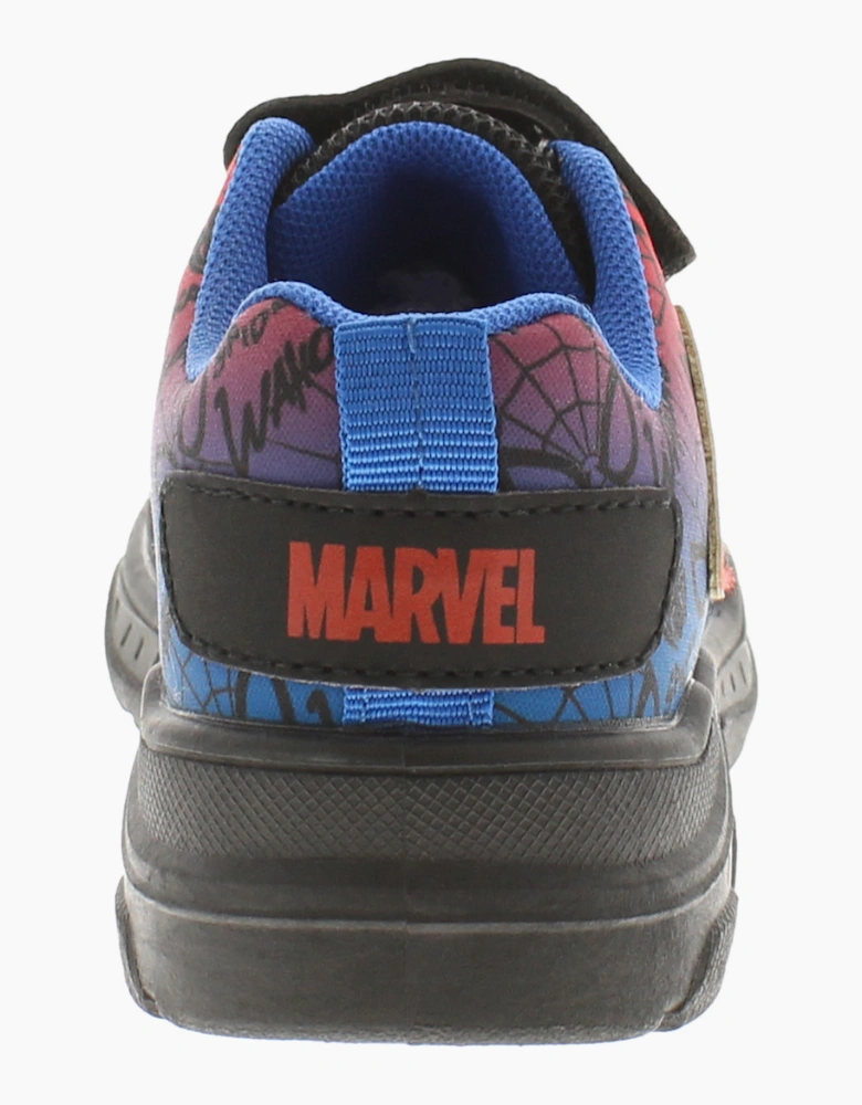 Spiderman Younger Boys Trainers Duplo Touch Fastening black red blue UK Size