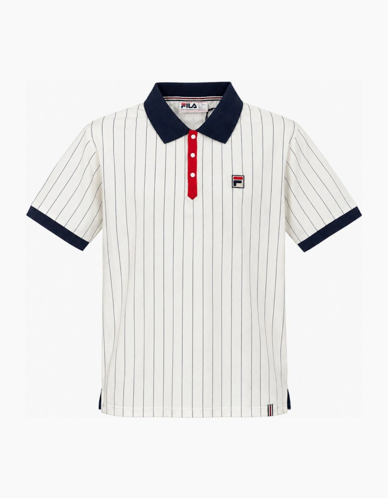 Fila BB1 Classic Striped Polo Shirt White/Navy/Fila Red
