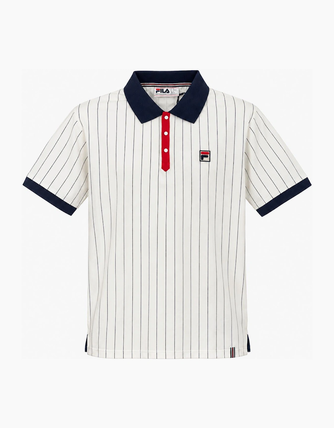 Fila BB1 Classic Striped Polo Shirt White/Navy/Fila Red