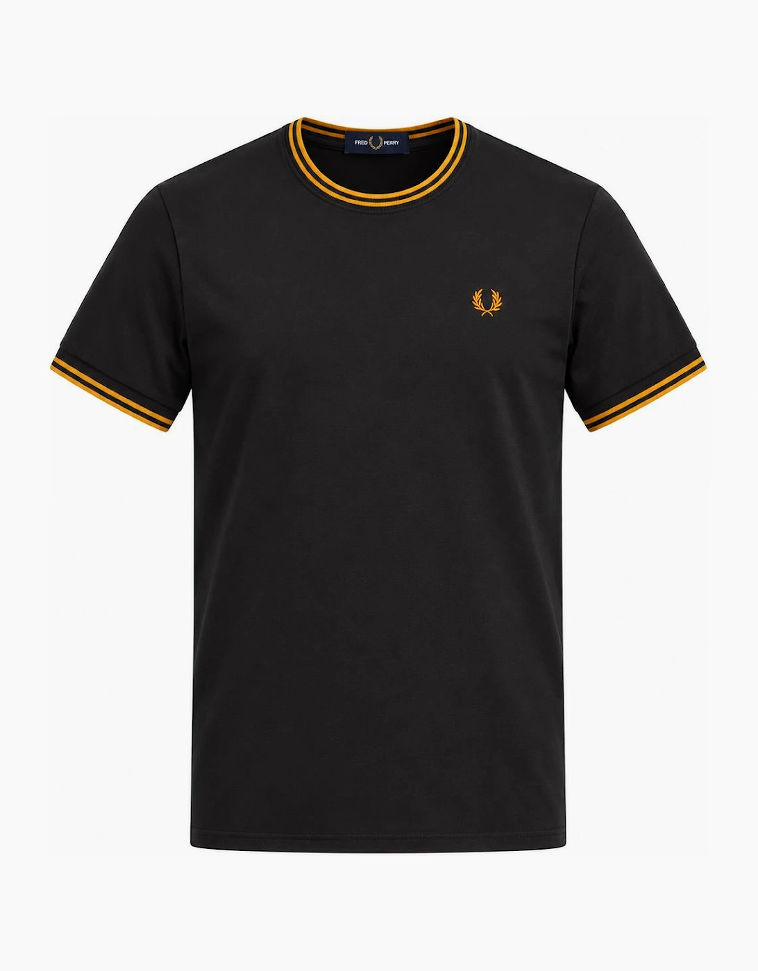 Men's Fred Perry Twin Tipped T-Shirt Anchor Grey/Golden - Black - Size: 42