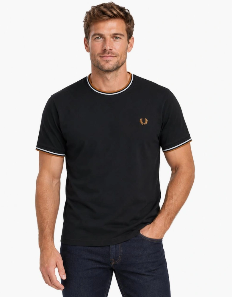 Fred Perry Twin Tipped T-Shirt Night Green/Dusky Blue/Dark Caramel