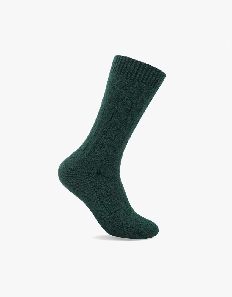 Totes Toasties CHUNKY THERMAL WOOL BLEND SLIPPER SOCKS (TWIN PACK) Mens Slipper Socks Grey / Green