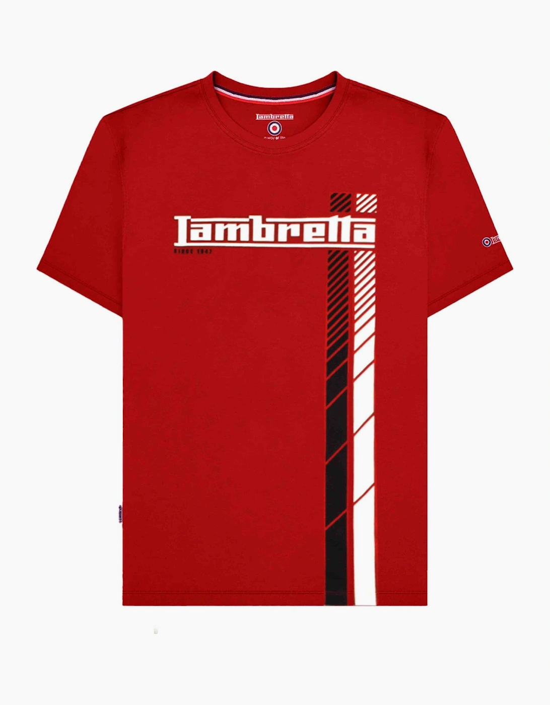 Lambretta Mens Fade Racing Stripe Short Sleeve T-Shirt