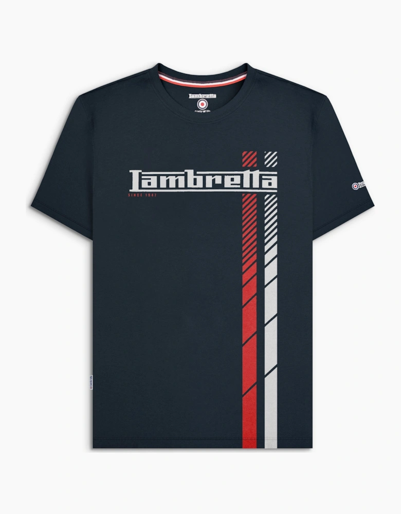 Lambretta Mens Fade Racing Stripe Short Sleeve T-Shirt