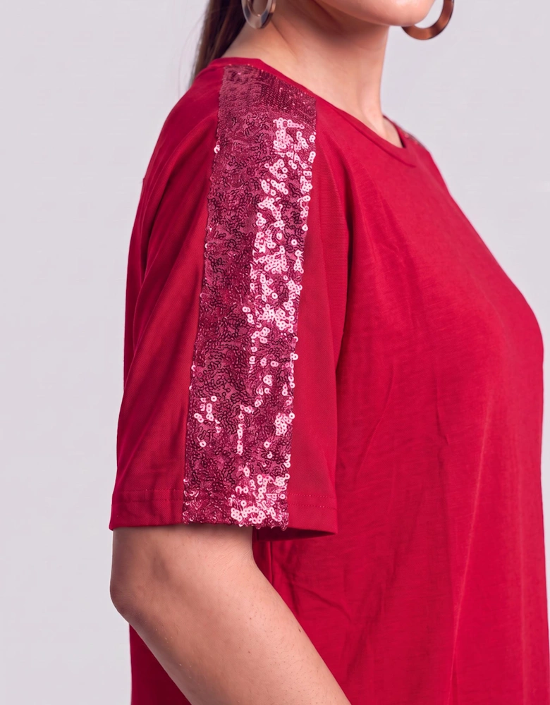 Paillettes Blouse Red