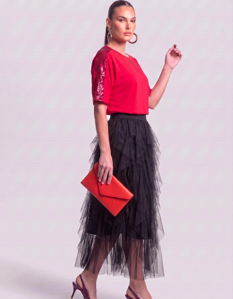 Paillettes Blouse Red