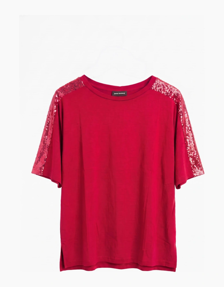 Paillettes Blouse Red