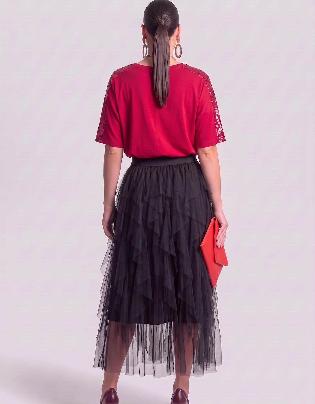 Paillettes Blouse Red