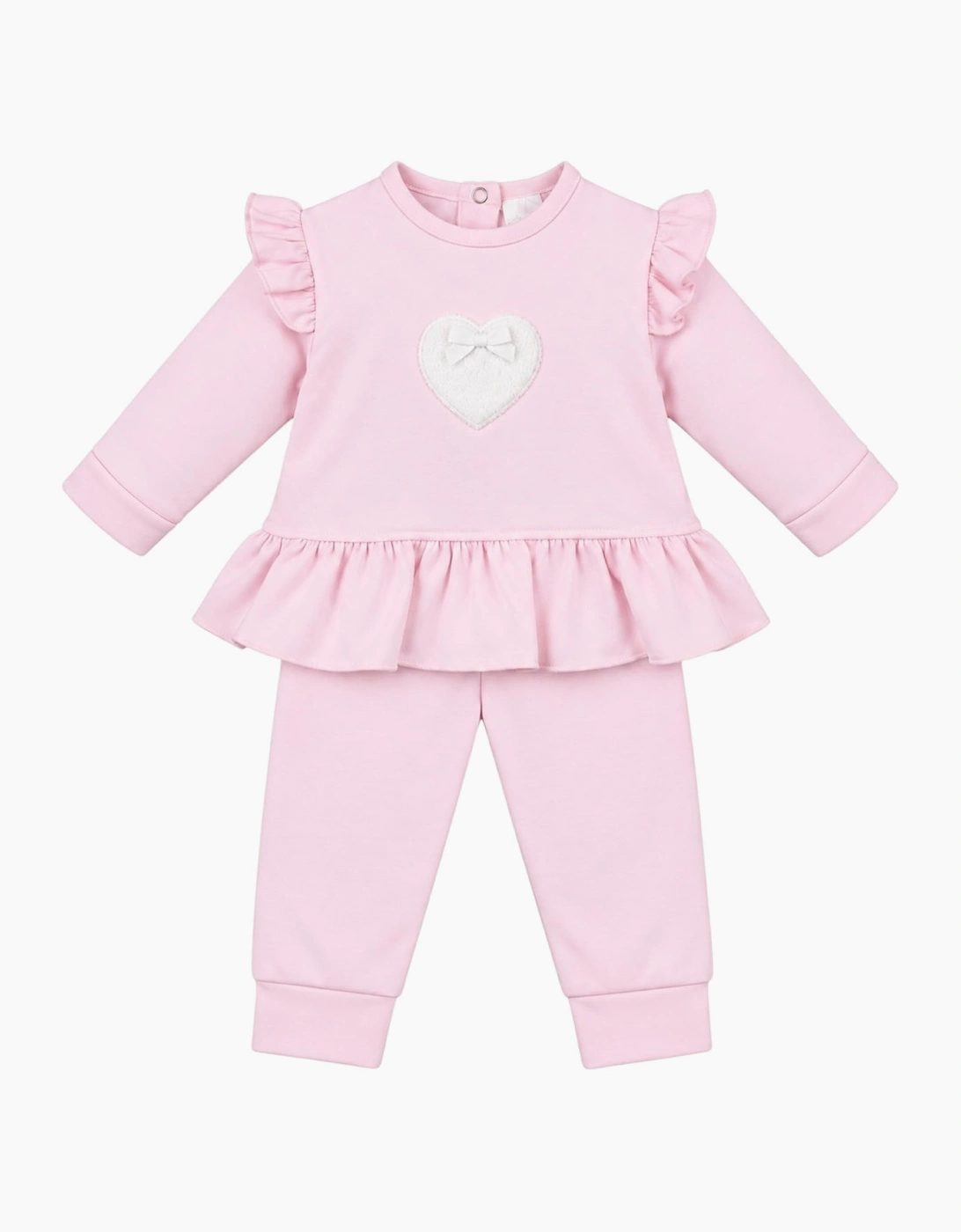 Girls Pale Pink Cotton Heart Tracksuit