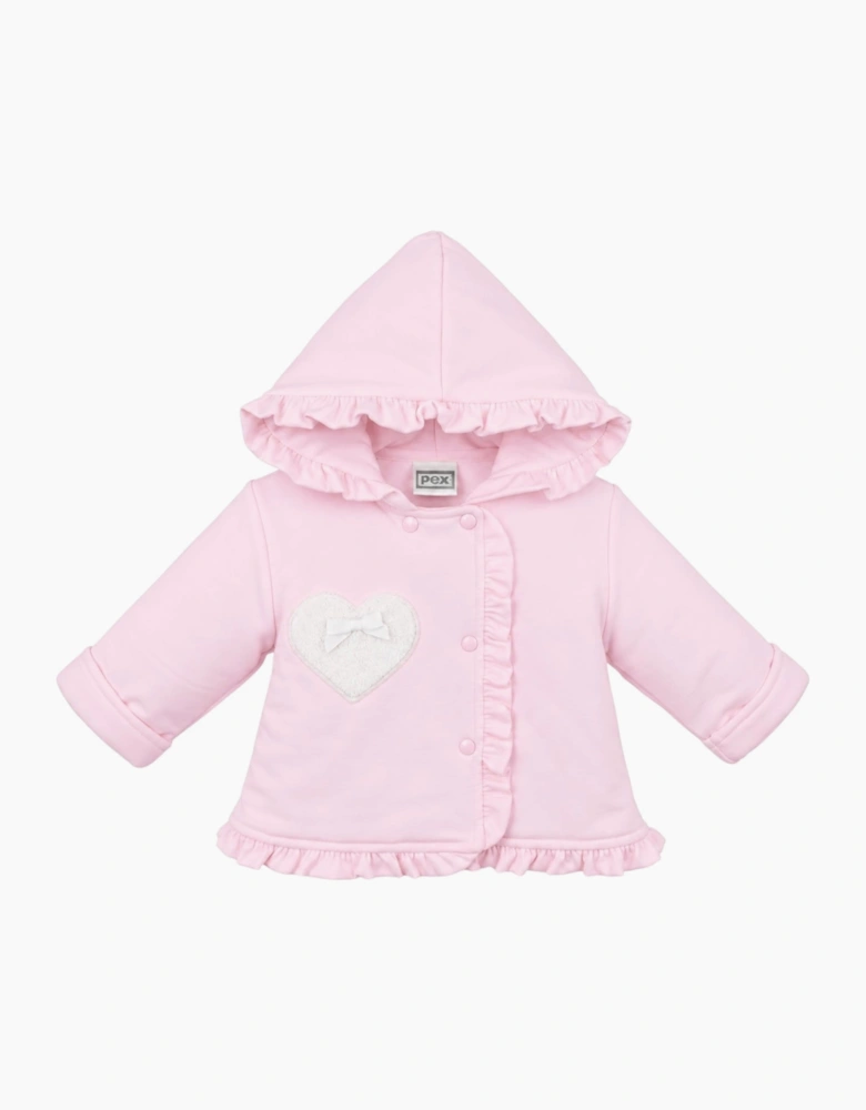Girls Pale Pink Cotton Heart Jacket