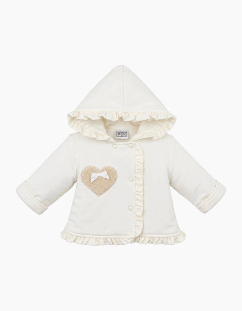 Girls Ivory Cotton Heart Jacket