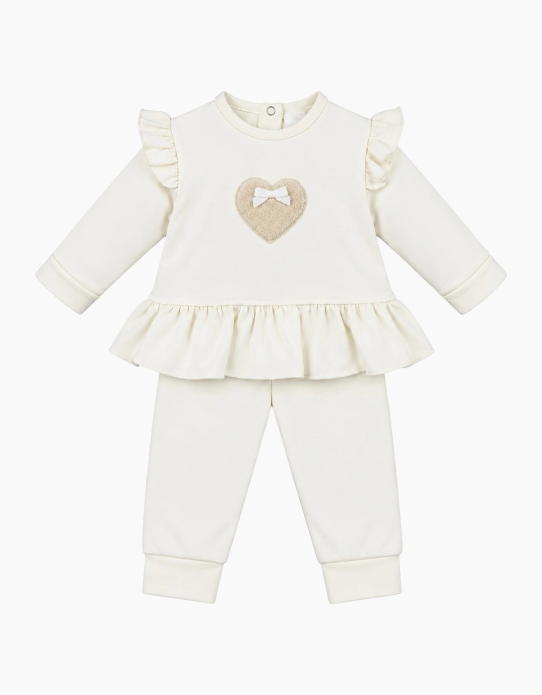 Girls Ivory Cotton Heart Tracksuit