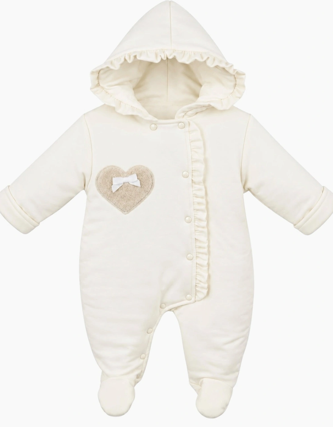 Girls Ivory Cotton Heart Pramsuit