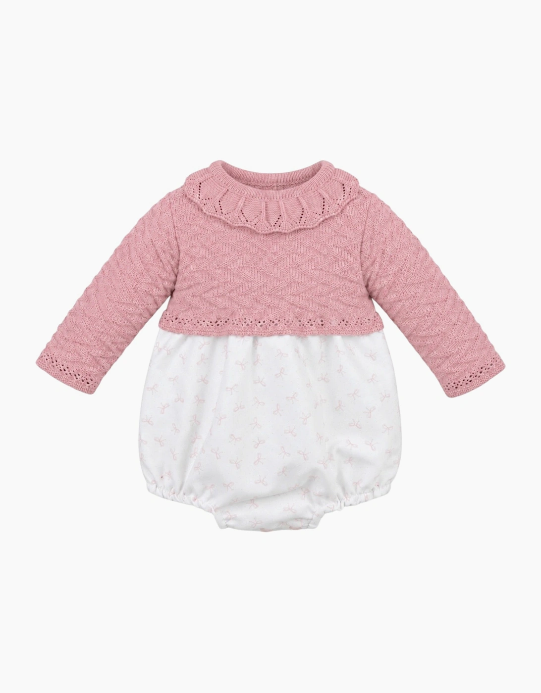 Girls Dusty Pink Knit Bow Romper