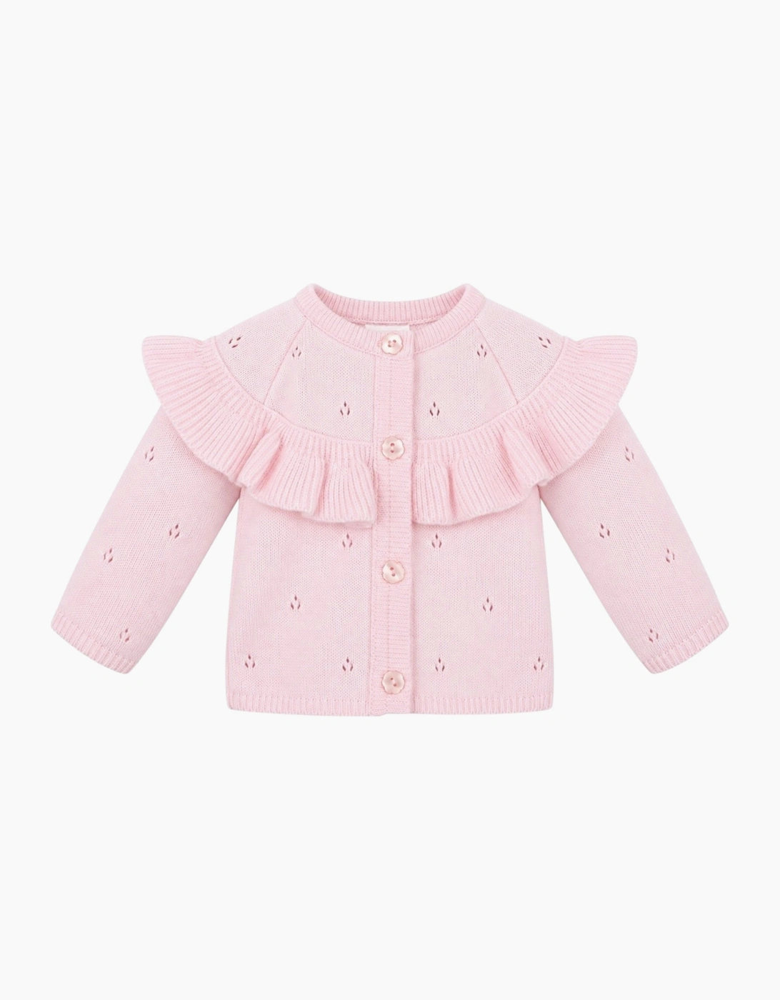 Girls Pale Pink Frill Knit Cardigan
