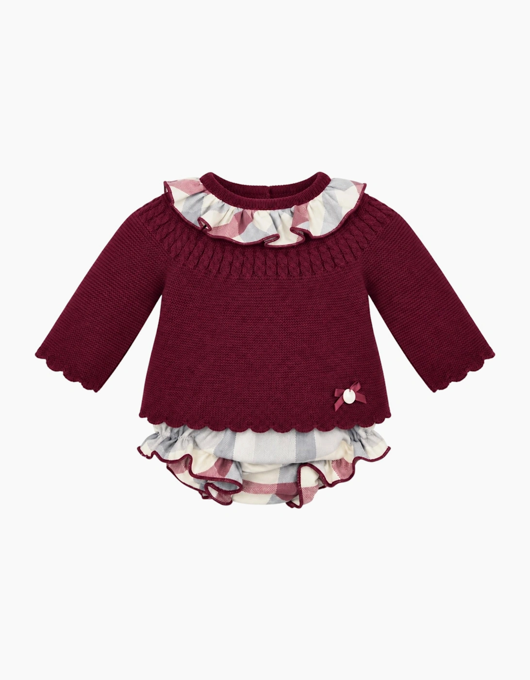 Girls Burgundy Knit Jam Pant Set