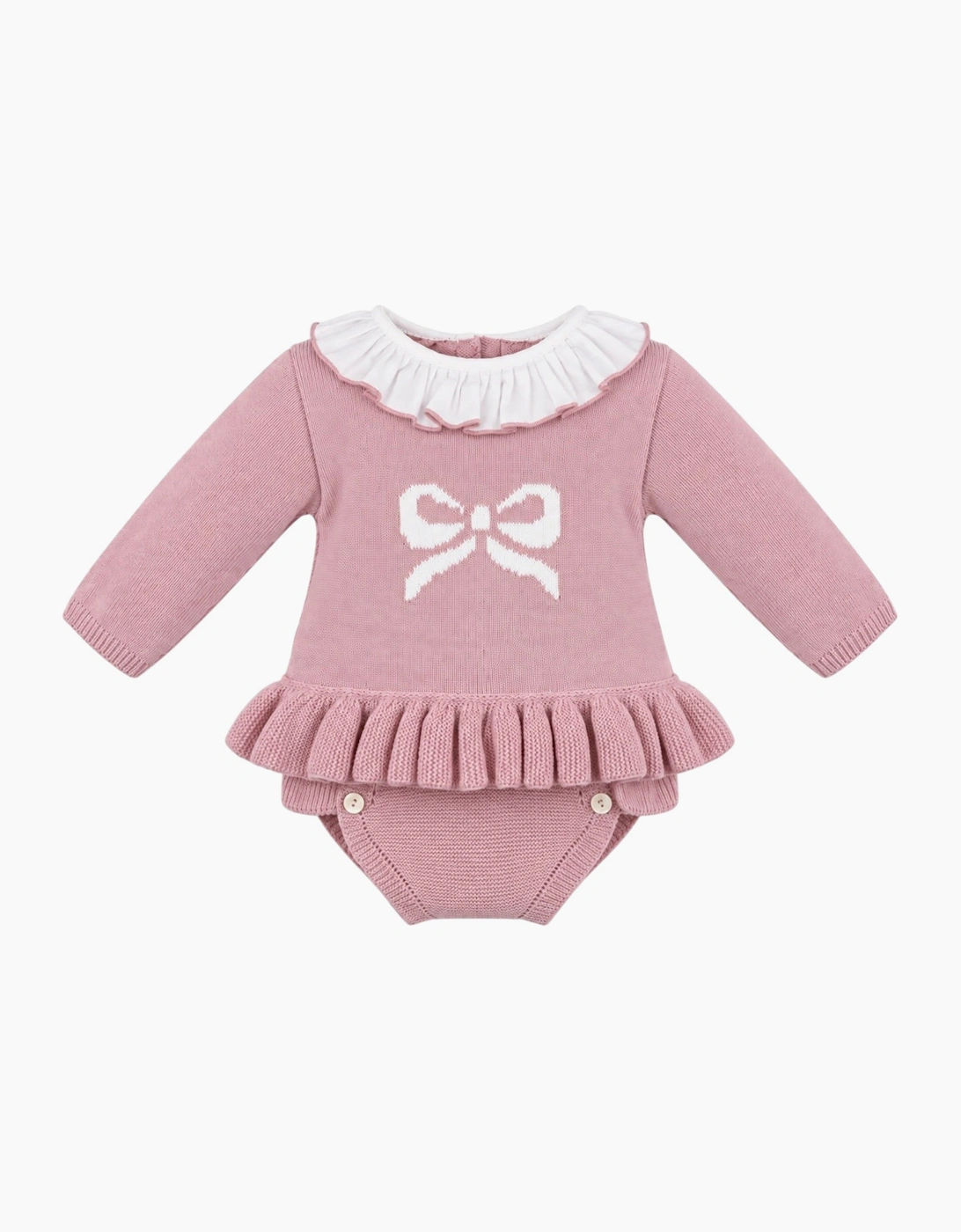 Girls Dusty Pink Knit Bow Jam Pant Set