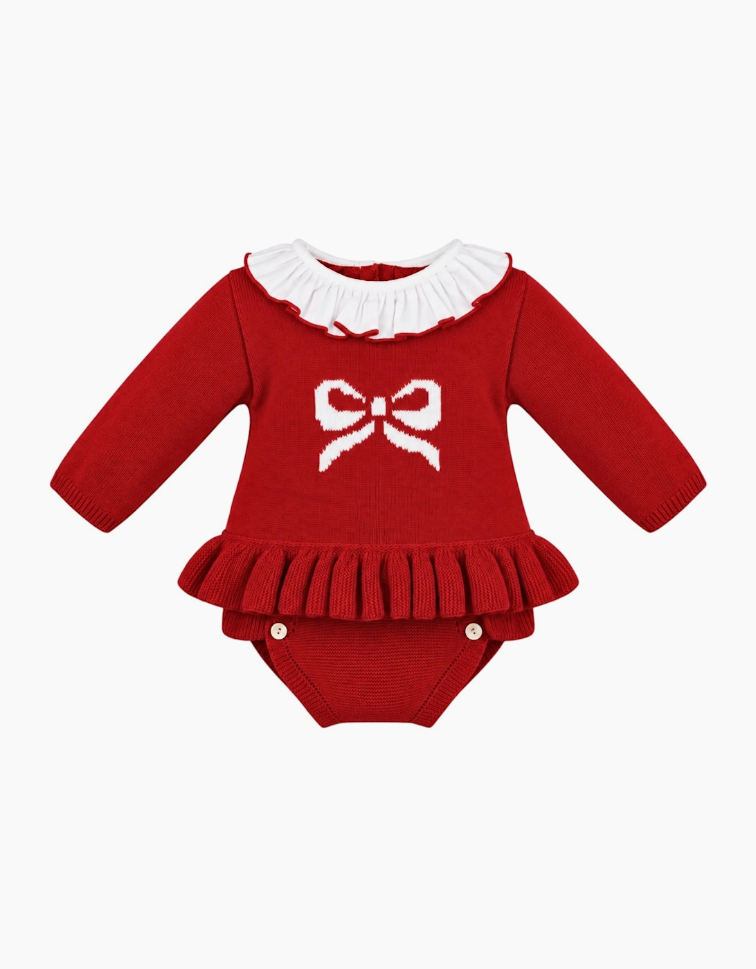 Girls Red Knit Bow Jam Pant Set