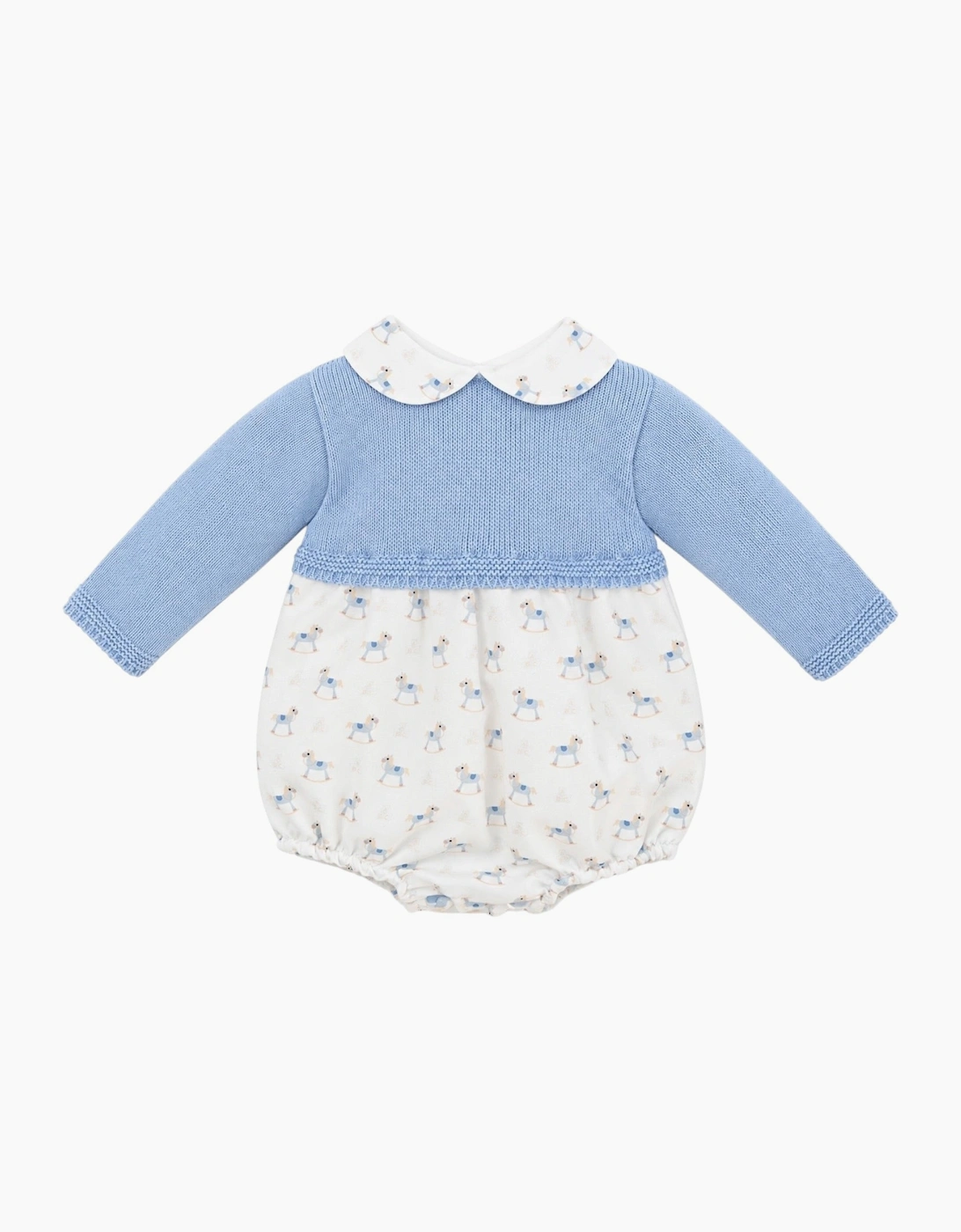 Boys Blue Knit Rocking Horse Romper