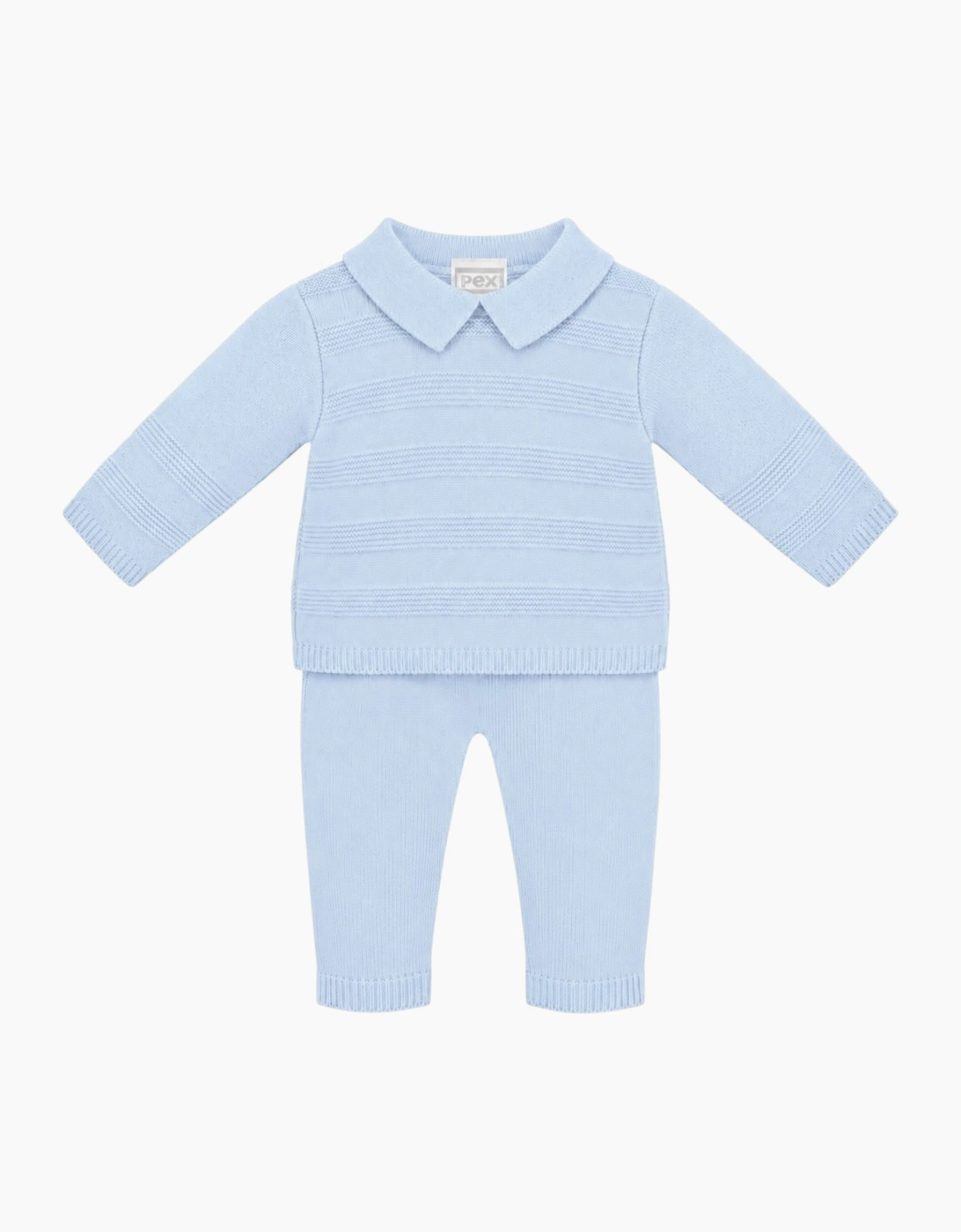 Boys Pale Blue Knit Polo Pant Set
