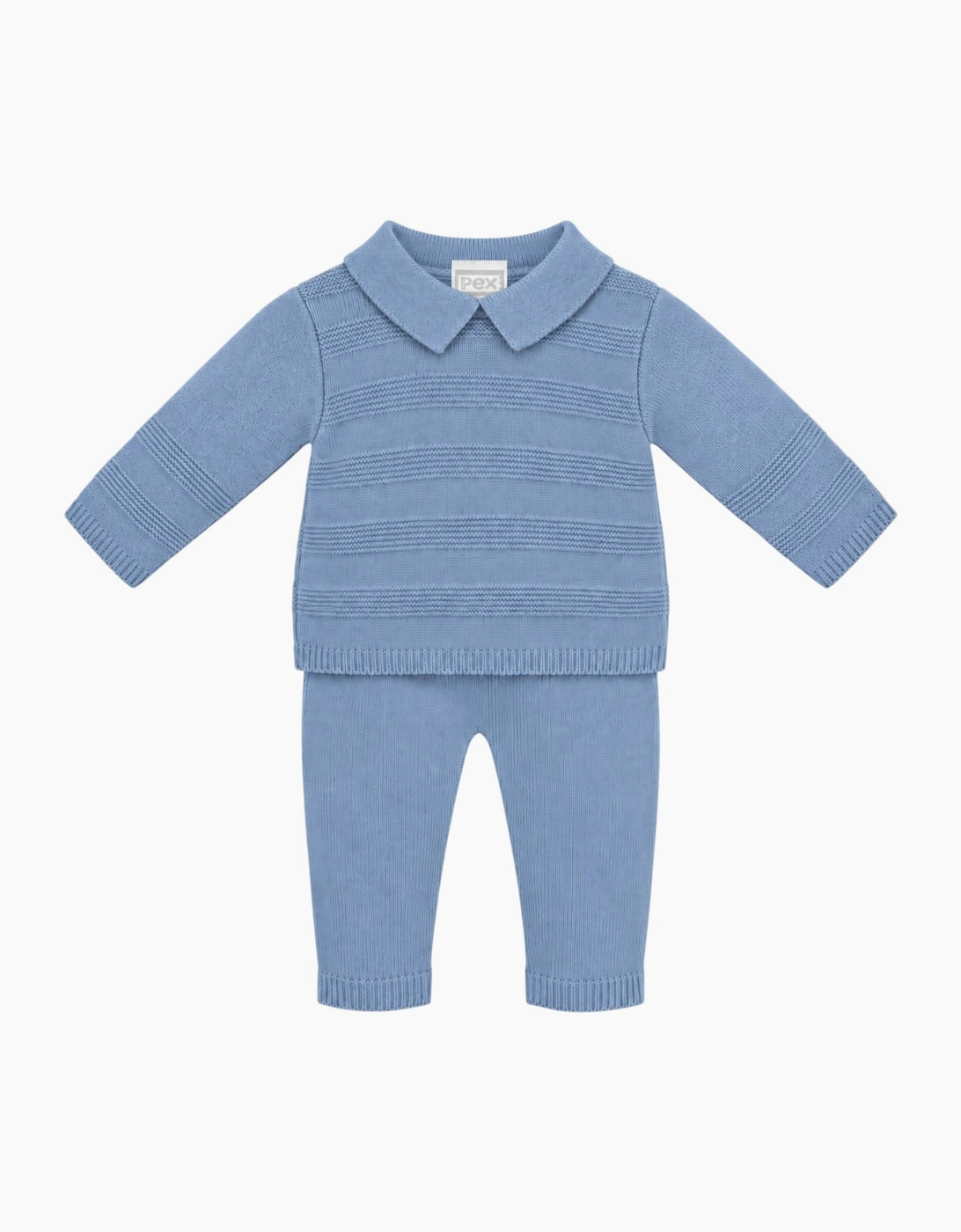 Boys Blue Knit Polo Pant Set