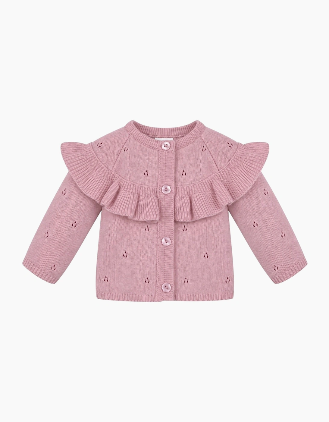 Girls Dusty Pink Frill Knit Cardigan