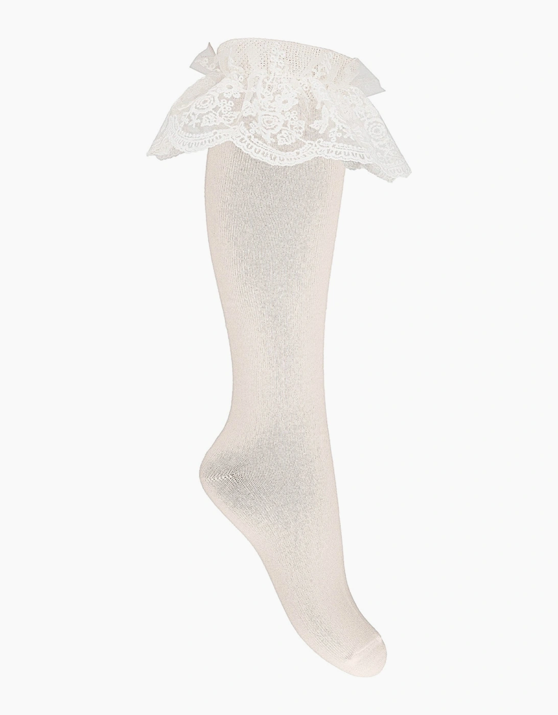 Girls Ivory Lace Frill Knee Socks