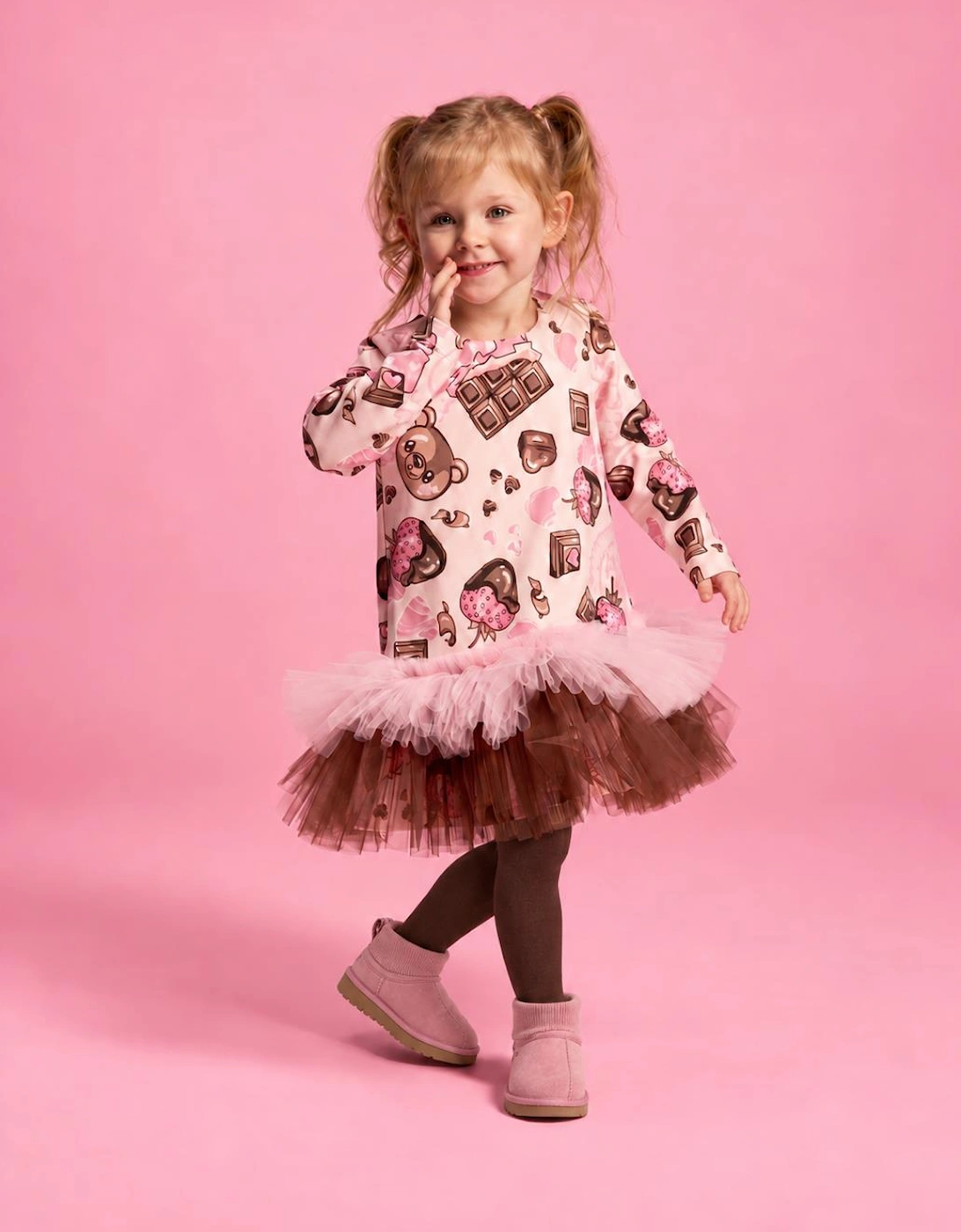 Girls Pink Chocolate Tutu Dress
