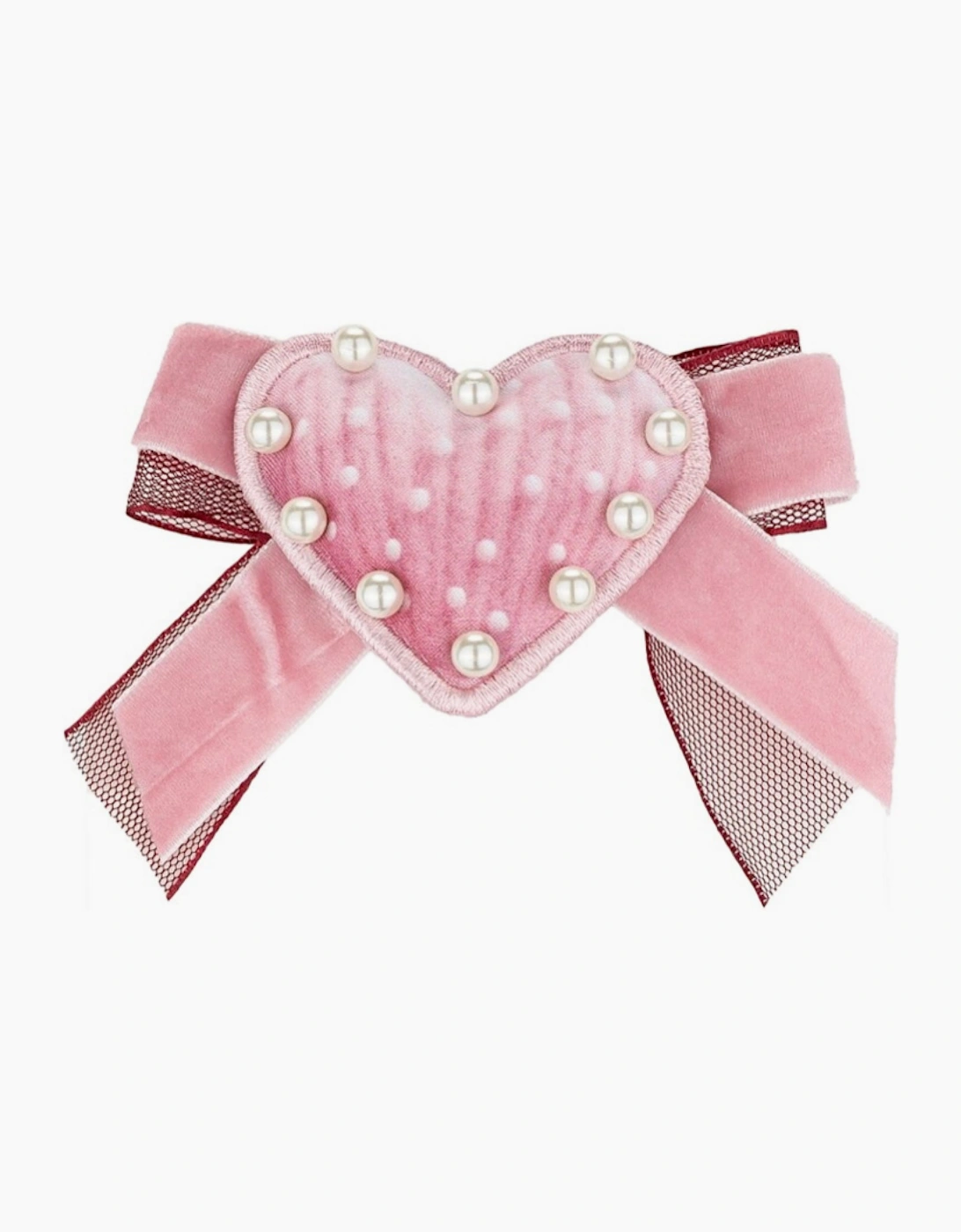 Girls Pale Pink Heart Hair Bow Clip
