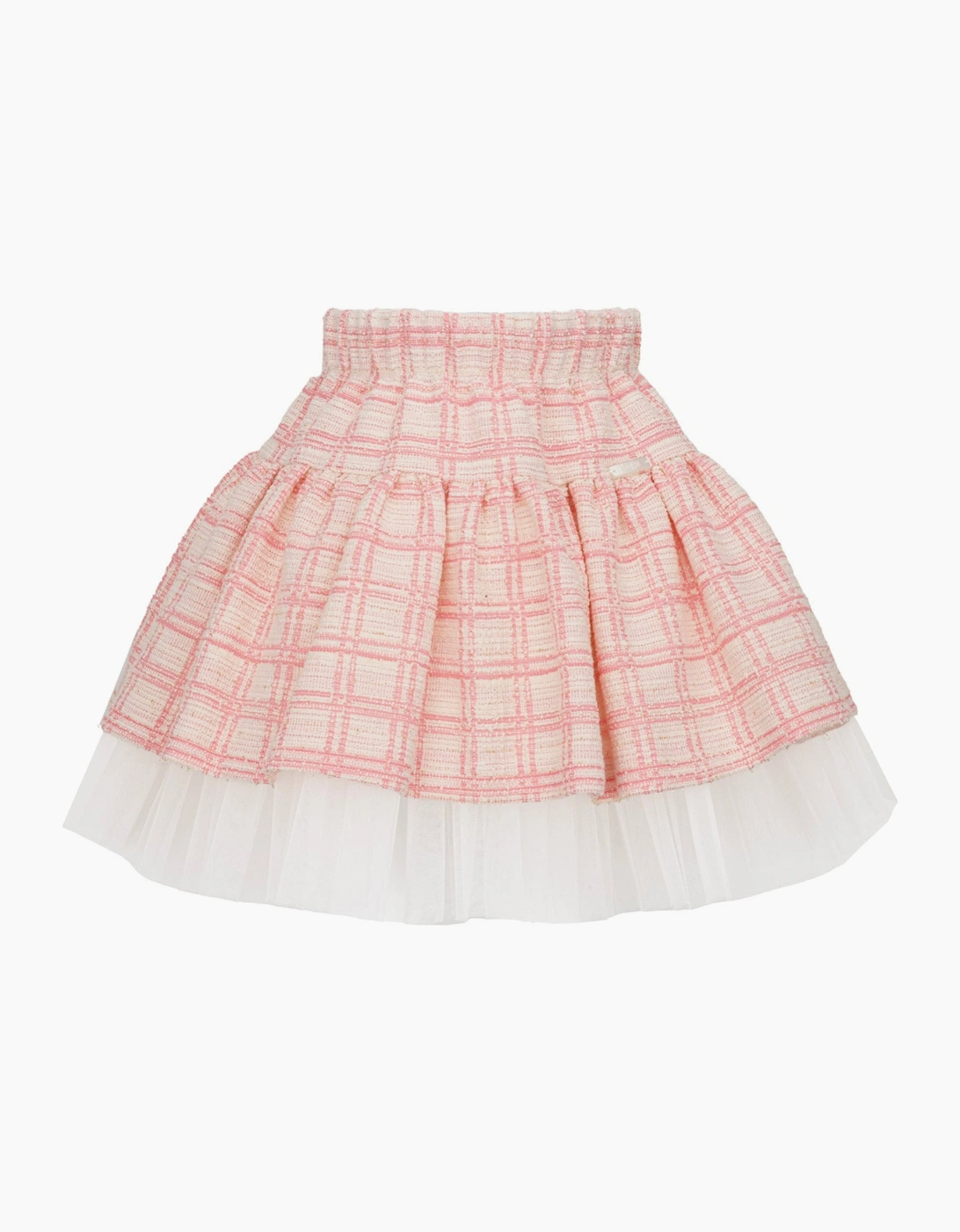 Girls Peach Pink Tweed Skirt Set