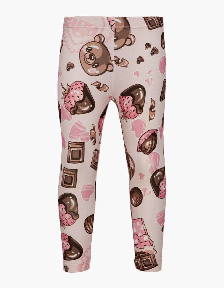Girls Pink Chocolate Frilled Legging Set