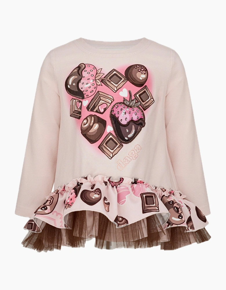Girls Pink Chocolate Frilled Legging Set