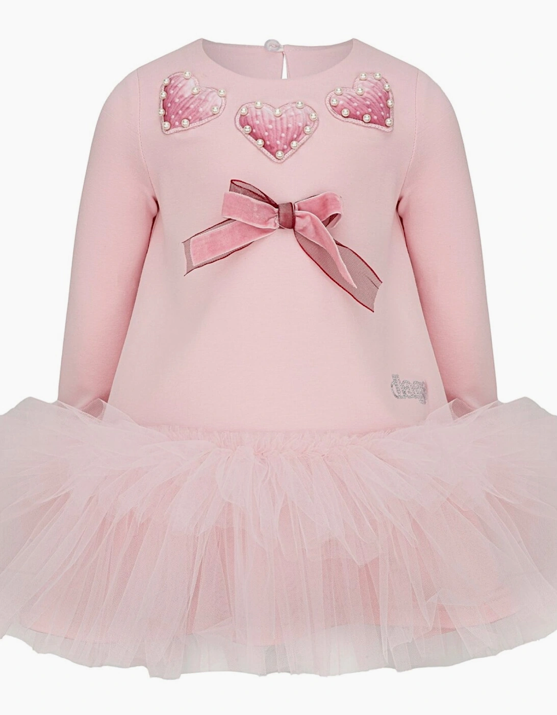 Girls Pale Pink Heart Tutu Dress