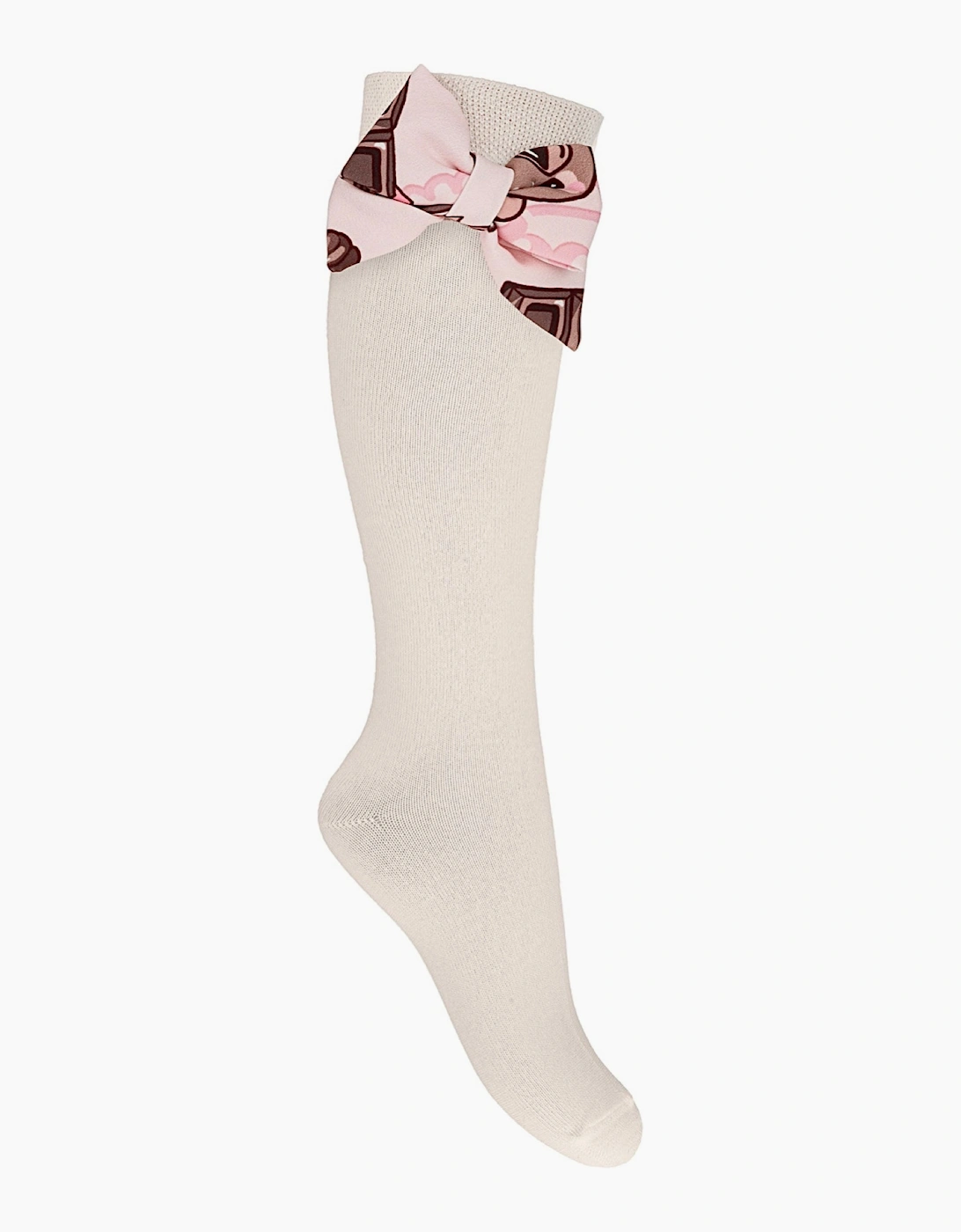 Girls Pink Chocolate Bow Knee Socks