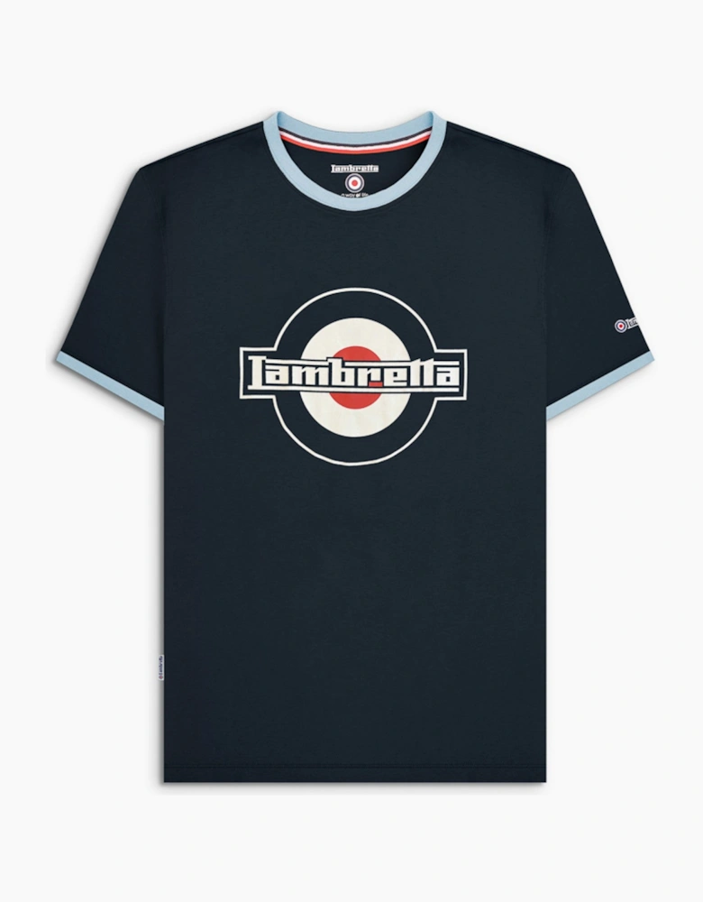 Lambretta Mens Logo Ringer Crew Neck Cotton T-Shirt