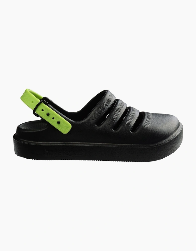 Womens Hav. Kids Clog Black Lemon Green 35 Flip Flops