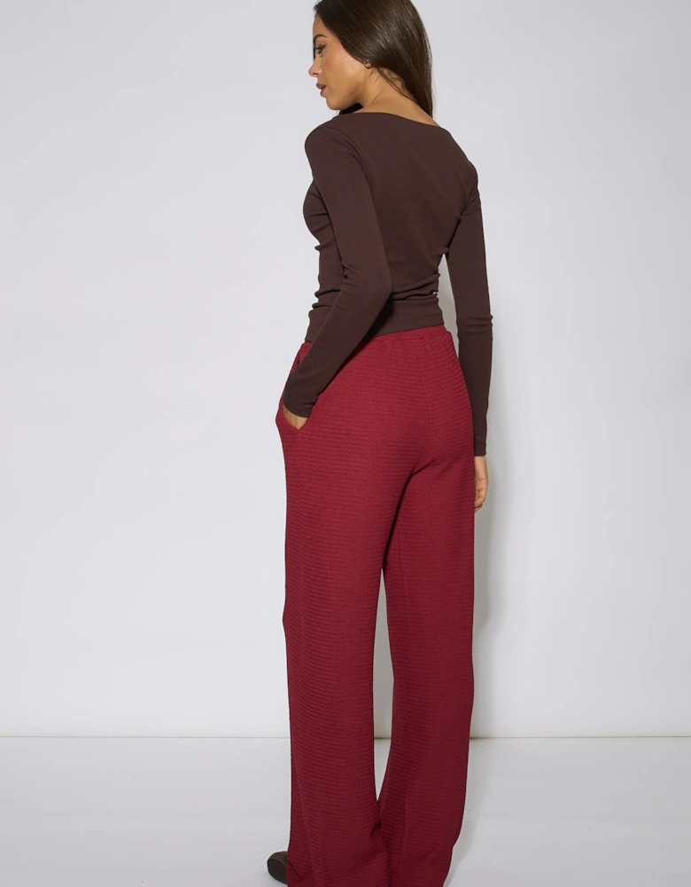 Mulberry Textured Elasticated Waist Wide Leg Trousers