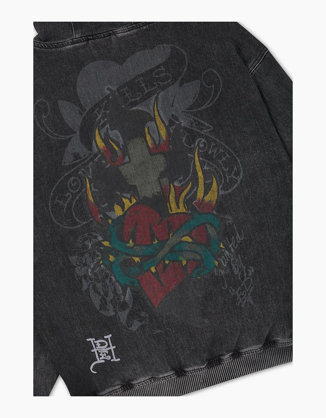 Ed Hardy Skull Roses Oversized Women's Black Hoodie