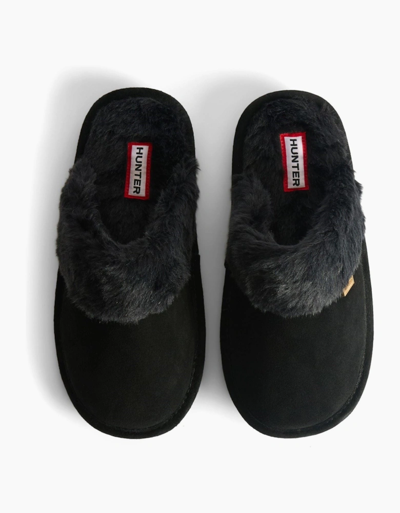 Hunter Mule Suede Women's Black Slippers