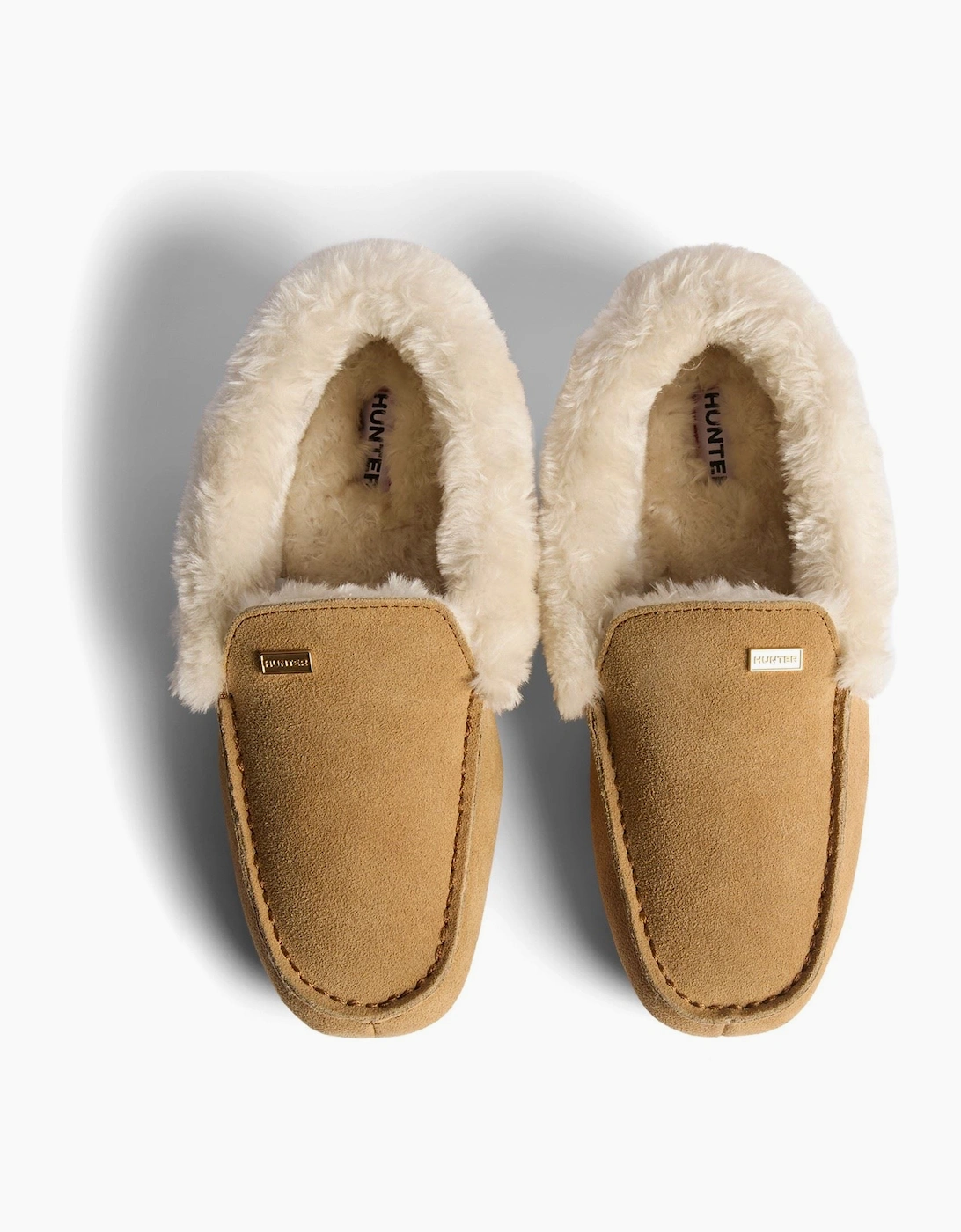 Hunter Moccasin Sherpa Suede Women's Natural Slippers