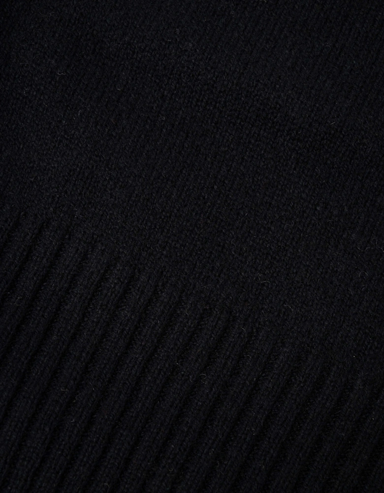 BOSS Orange Akaio R Mens plain-knit scarf with woven logo badge - Black 001