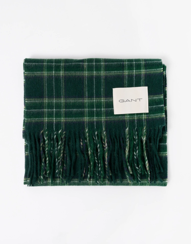 GANT Mens Checked Wool Scarf - 374 Tartan Green