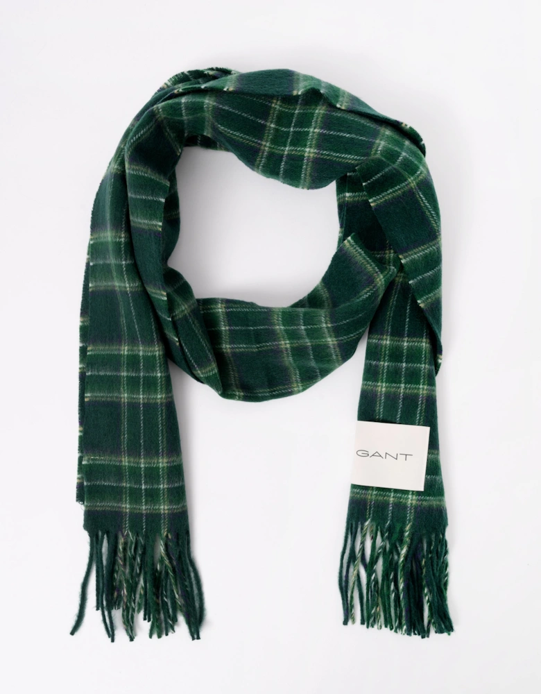 GANT Mens Checked Wool Scarf - 374 Tartan Green