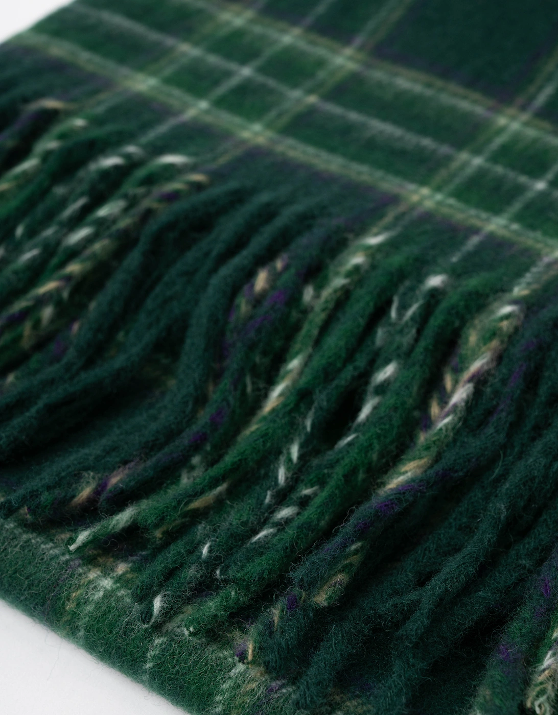 GANT Mens Checked Wool Scarf - 374 Tartan Green