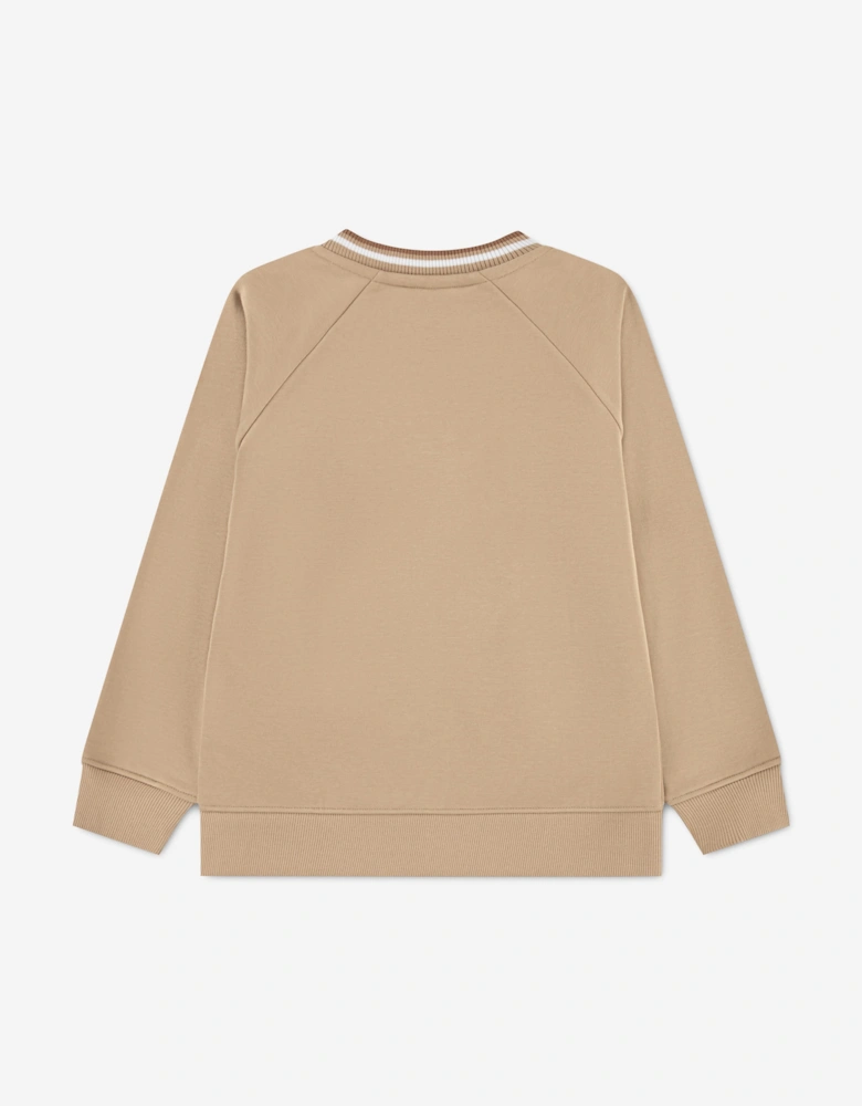 Lacoste Boys Applique Crew Sweatshirt in Beige