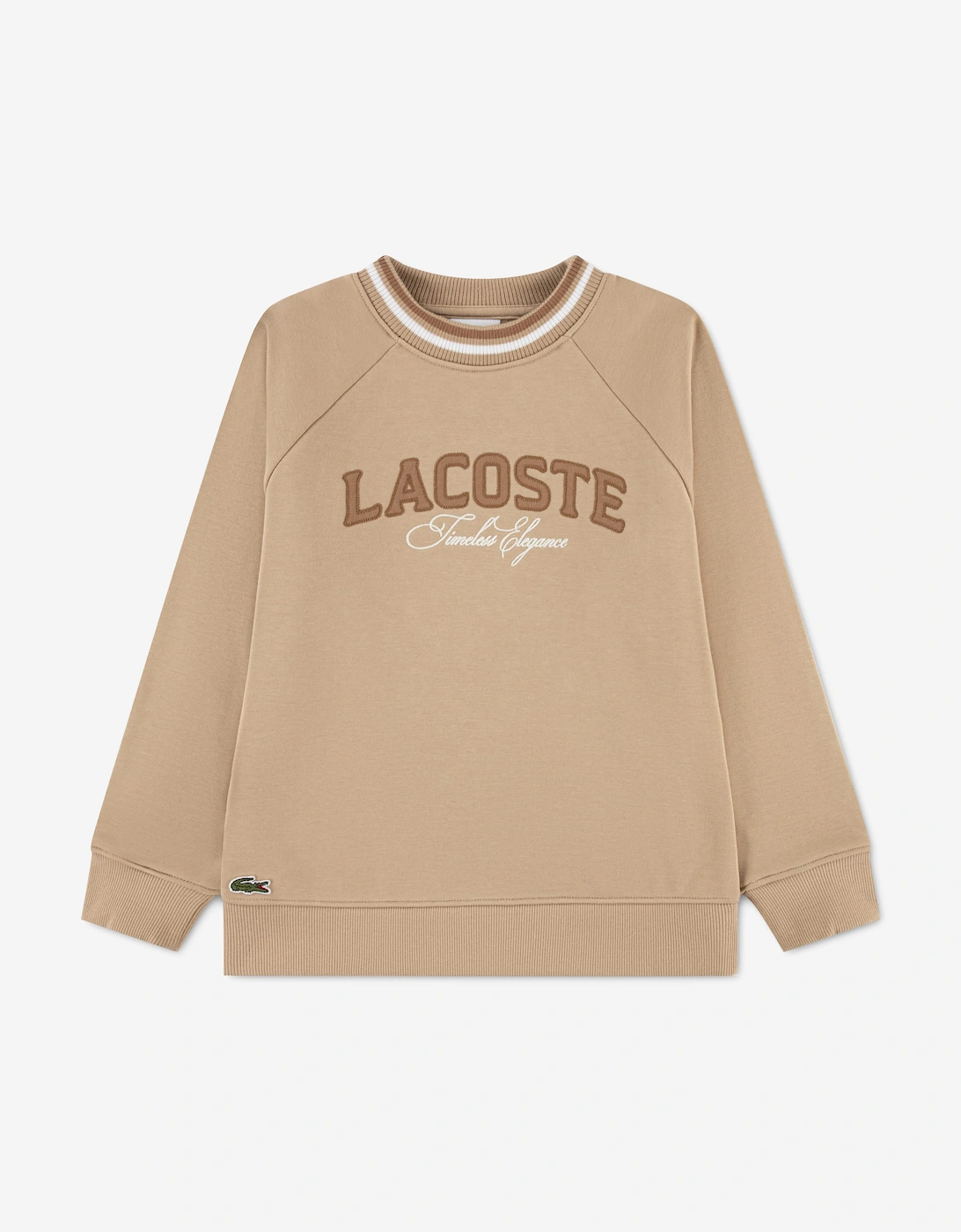 Lacoste Boy's Lacoste Boys Applique Crew Sweatshirt in Beige - Cream