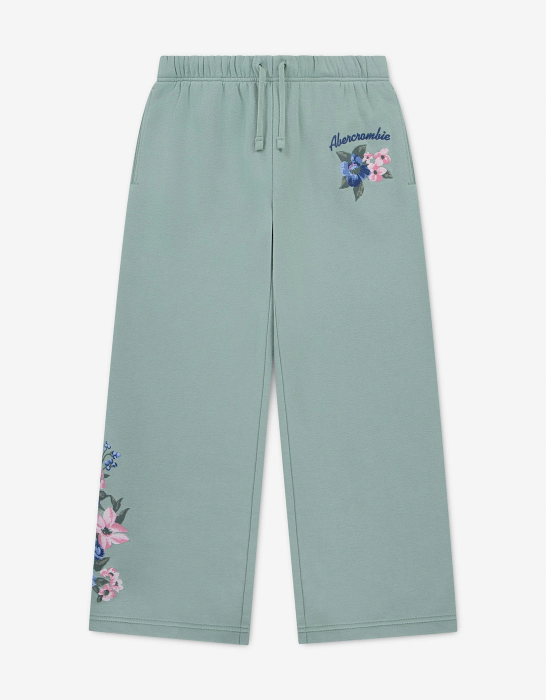 Abercrombie & Fitch Girl's Abercrombie & Fitch Girls Floral LR Baggy Fleece Joggers in Green