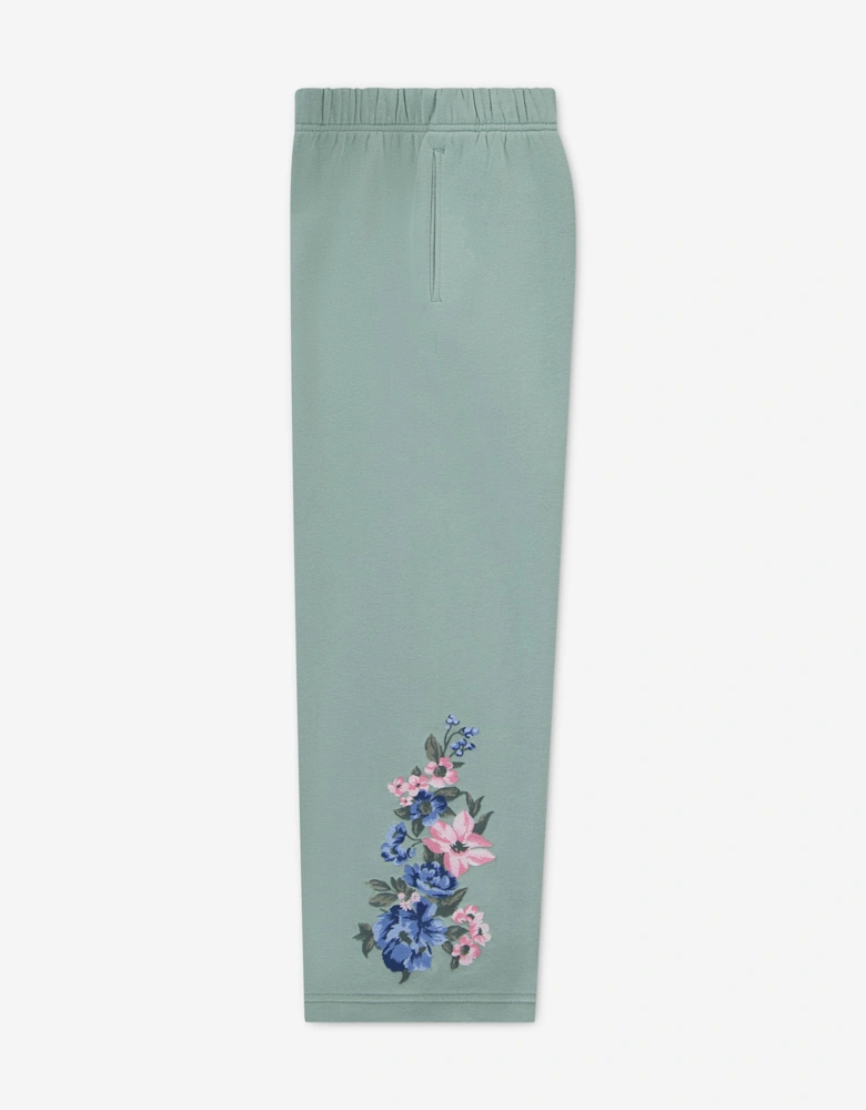 Abercrombie & Fitch Girls Floral LR Baggy Fleece Joggers in Green
