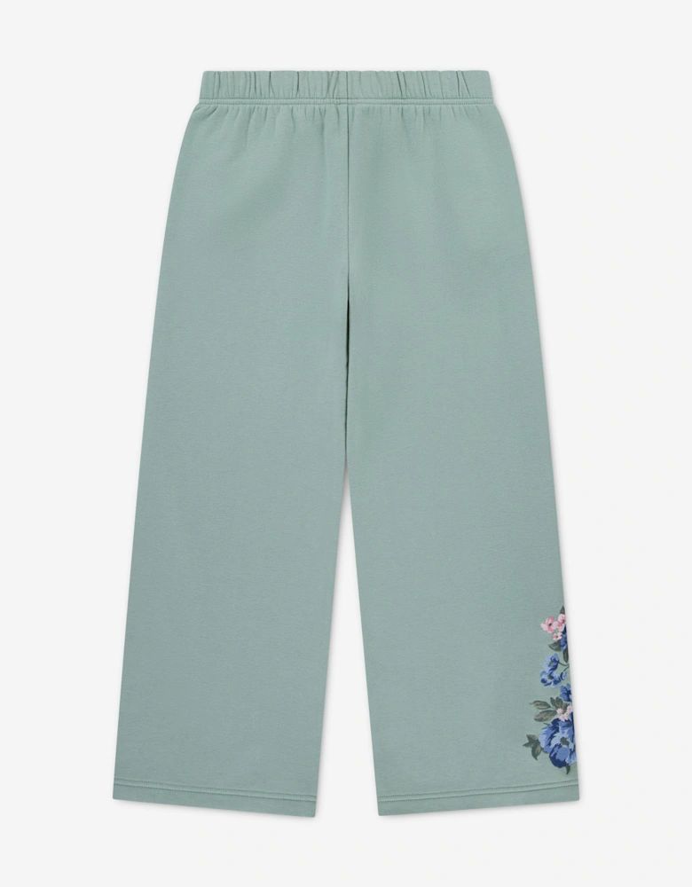 Abercrombie & Fitch Girls Floral LR Baggy Fleece Joggers in Green
